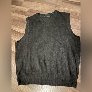 100% Cashmere Vintage Ribbed Gray/Charcoal Sweater Vest
